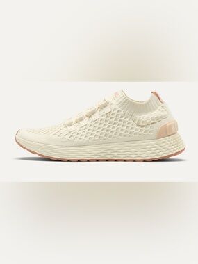 Women’s Breathable Knit Slip-On Sneaker in Cream with Blush Accents